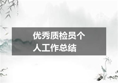 优秀质检员个人工作总结