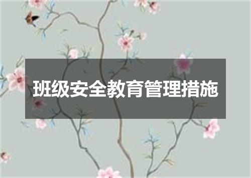 班级安全教育管理措施