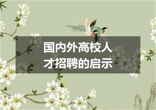 国内外高校人才招聘的启示