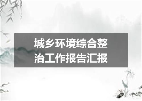 城乡环境综合整治工作报告汇报