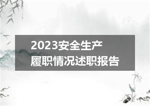 2023安全生产履职情况述职报告
