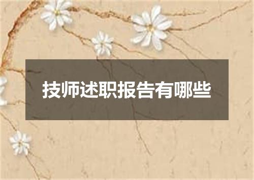 技师述职报告有哪些