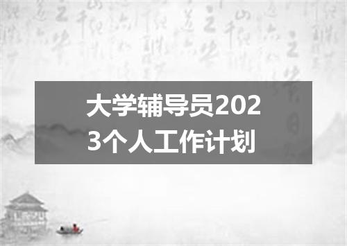 大学辅导员2023个人工作计划