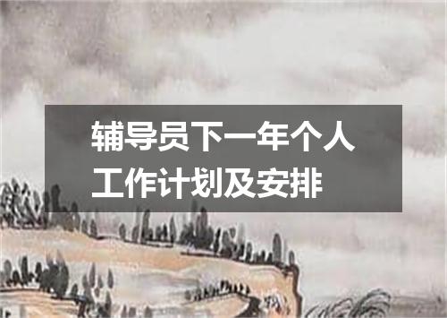 辅导员下一年个人工作计划及安排