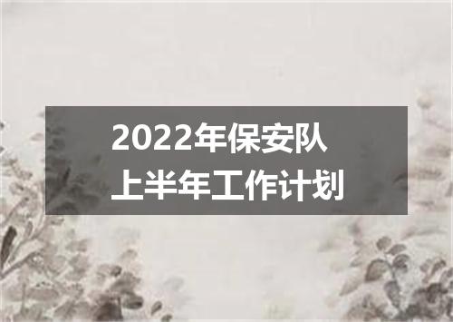 2022年保安队上半年工作计划