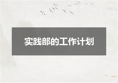 实践部的工作计划