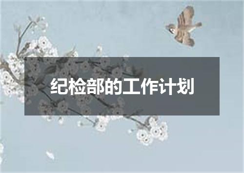 纪检部的工作计划