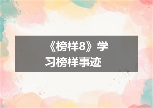 《榜样8》学习榜样事迹