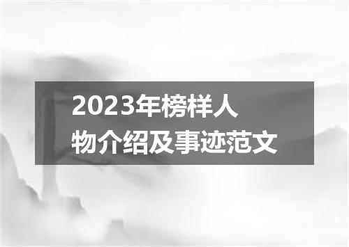 2023年榜样人物介绍及事迹范文
