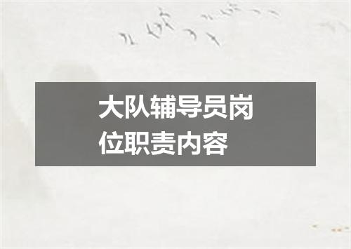 大队辅导员岗位职责内容