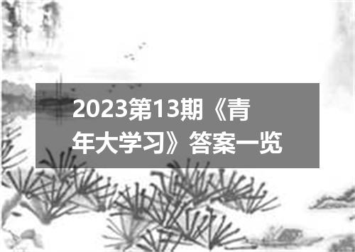2023第13期《青年大学习》答案一览