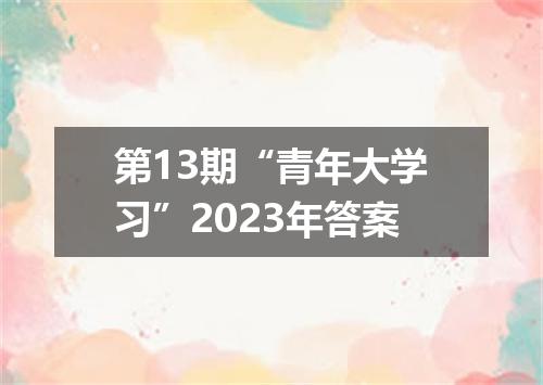 第13期“青年大学习”2023年答案