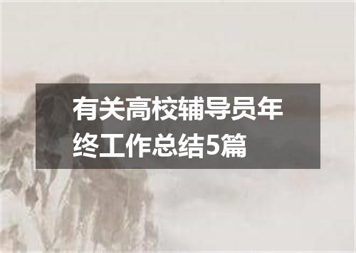 有关高校辅导员年终工作总结5篇