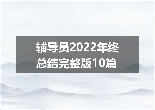 辅导员2022年终总结完整版10篇
