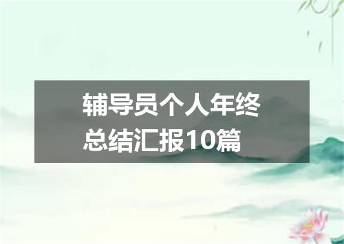 辅导员个人年终总结汇报10篇