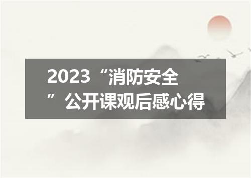 2023“消防安全”公开课观后感心得