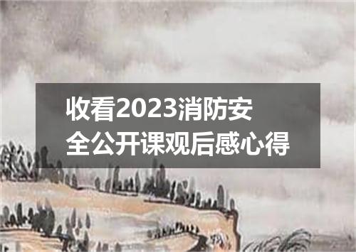 收看2023消防安全公开课观后感心得