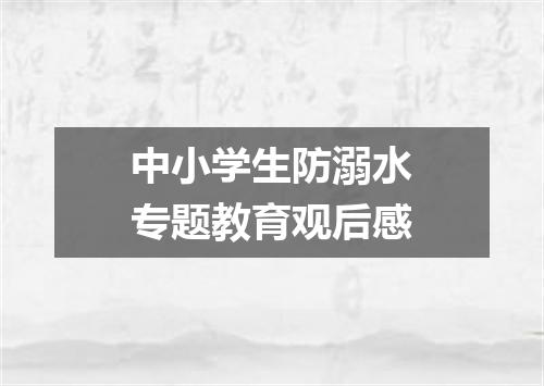 中小学生防溺水专题教育观后感