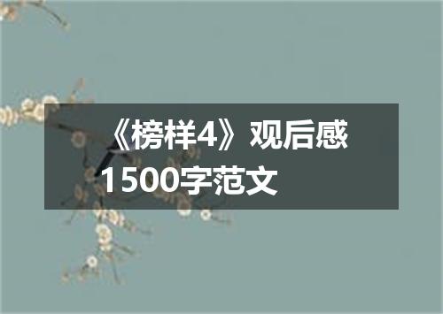 《榜样4》观后感1500字范文