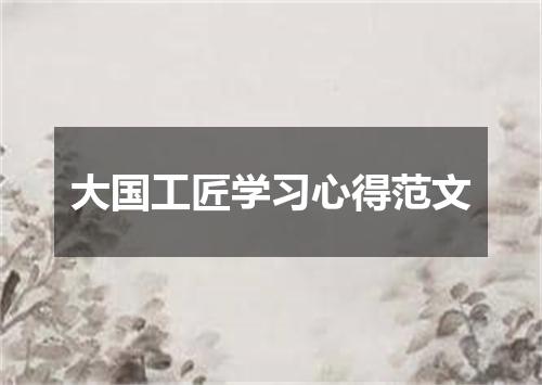 大国工匠学习心得范文