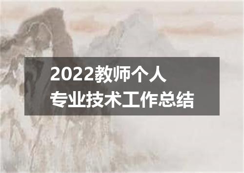 2022教师个人专业技术工作总结