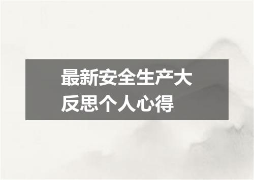 最新安全生产大反思个人心得