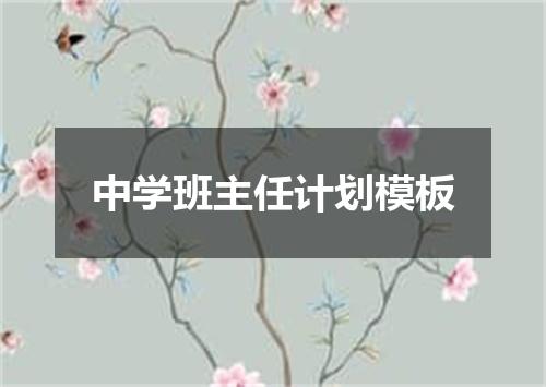 中学班主任计划模板