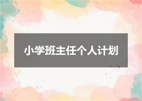 小学班主任个人计划