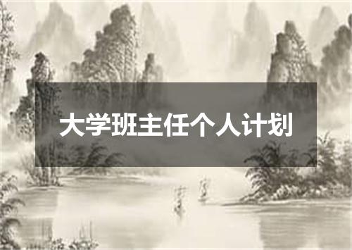 大学班主任个人计划
