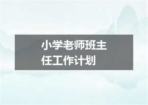小学老师班主任工作计划