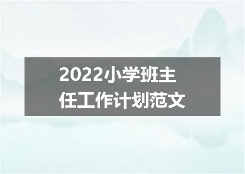 2022小学班主任工作计划范文