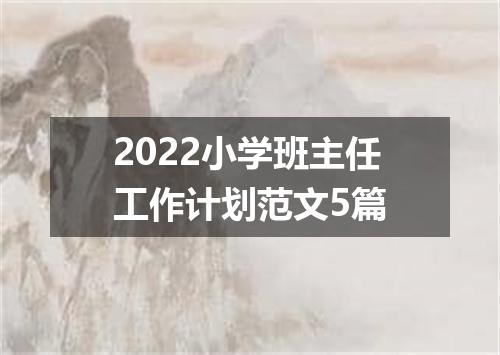 2022小学班主任工作计划范文5篇