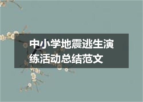 中小学地震逃生演练活动总结范文