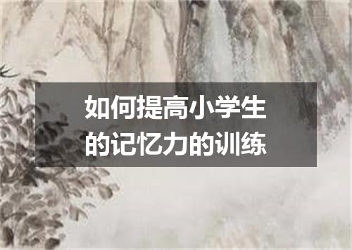 如何提高小学生的记忆力的训练
