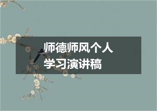 师德师风个人学习演讲稿