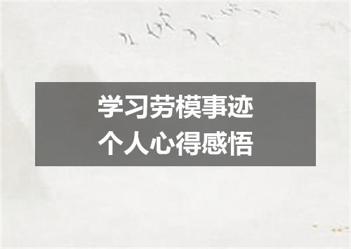 学习劳模事迹个人心得感悟