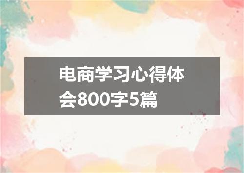 电商学习心得体会800字5篇