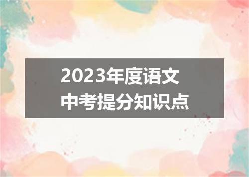 2023年度语文中考提分知识点