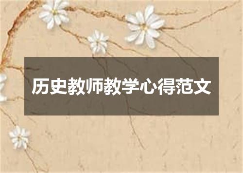 历史教师教学心得范文