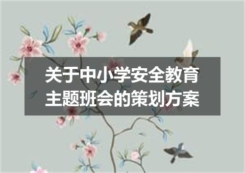 关于中小学安全教育主题班会的策划方案