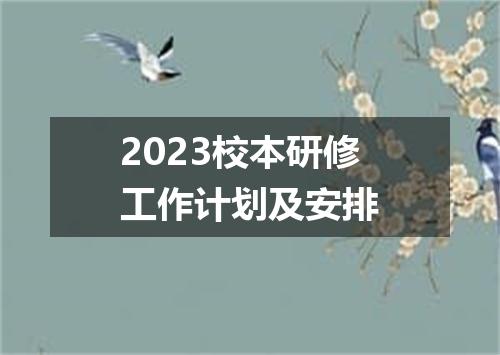 2023校本研修工作计划及安排