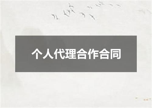 个人代理合作合同