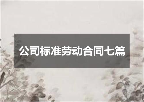 公司标准劳动合同七篇