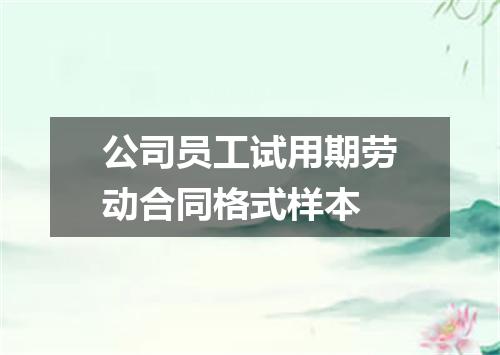 公司员工试用期劳动合同格式样本