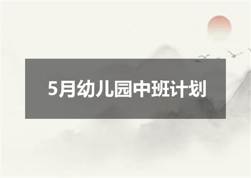 5月幼儿园中班计划