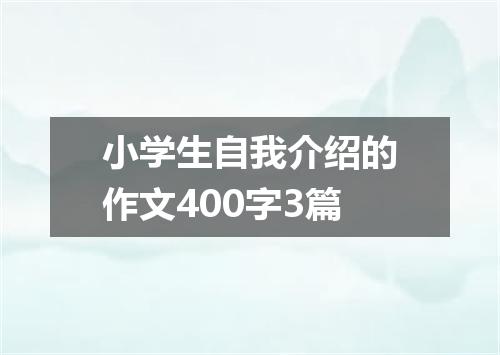 小学生自我介绍的作文400字3篇