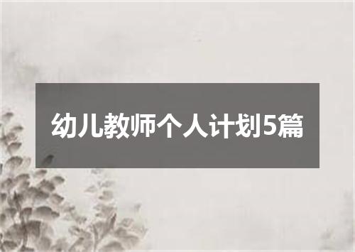 幼儿教师个人计划5篇