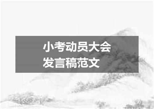小考动员大会发言稿范文