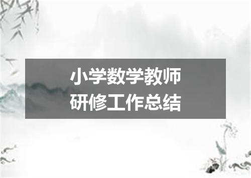 小学数学教师研修工作总结