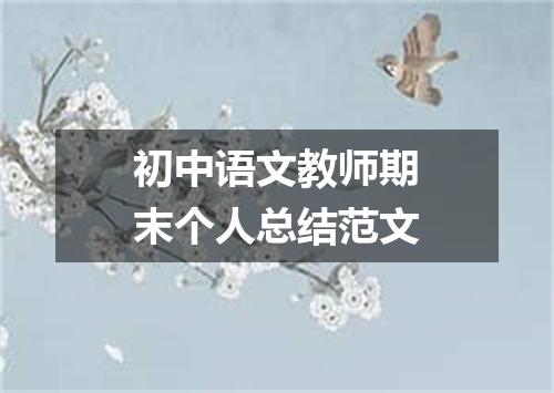 初中语文教师期末个人总结范文